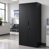 Armoire de classement en acier noir à deux portes, meuble de rangement de bureau avec étagères réglables, solution de casier scolaire étanche
