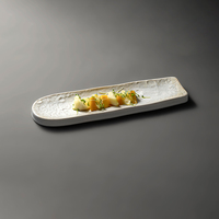 Assiettes de service en céramique de luxe, design Japandi, motif pierre blanche, pour restaurants, sushis et traiteurs, vente en gros