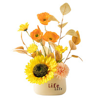 Plante artificielle de tournesol en pot, verdure en soie réaliste, pot en céramique PVC, arrangement décoratif pour bureau, maison