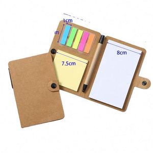 Self-adhesive Promotional Kraft Cover Notebook Custom Printed <b>Sticky</b> Memo <b>Notes</b> with Pen Office Stationery Set - Product Image 1