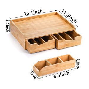 Cassetto di bambù <span class=keywords><strong>Organizer</strong></span> <span class=keywords><strong>per</strong></span> <span class=keywords><strong>cucina</strong></span> Bar K Cup & bustina di tè scatola di immagazzinaggio con i lati <span class=keywords><strong>per</strong></span> il tè & caffè cialde di stoccaggio - Product Image 4