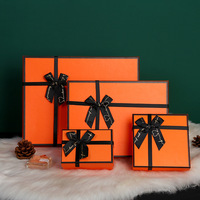 Boîte cadeau d'anniversaire avancée Orange Bow, boîte d'emballage de festival Ciel et Terre, boîte cadeau à poignée, boîte cadeau d'anniversaire