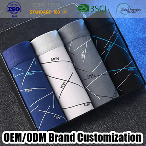 Factory Custom High Quality Mid Rise Men's <strong>Boxer</strong> Briefs Custom Logo Print Multiple Colors And Fabrics Available Men's Underwear - Product Image 1