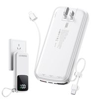 Batterie externe portable 20000 mAh, chargeur mural à charge rapide avec lampe torche LED intégrée, 4 câbles intégrés pour iPhone Samsung iPad