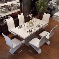 Meubles de salon table en verre moderne ensemble de table à manger blanc mesa comedor ensembles de table à manger
