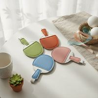 Porte-clés rond mignon simple avec logo imprimable accessoire en forme de planche de ping-pong porte-clés porte-clés en cuir PU