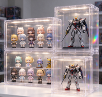 Vitrine en acrylique éclairée par LED, présentoir empilable pour figurines de collection, boîte de présentation en acrylique pour figurines d'action avec LED