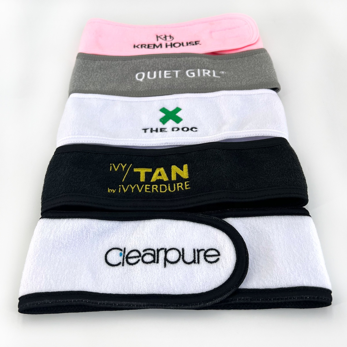 Bán Buôn Tùy Chỉnh Thêu Logo Rửa Mặt Tóc Ban Nhạc Sợi Nhỏ Headband Trang Điểm Tắm Tóc Ban Nhạc Spa Headbands