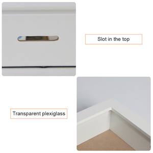 Cajas de madera blanca para dinero, caja de dinero en blanco sin terminar, banco con ventana de vidrio - Product Image 3