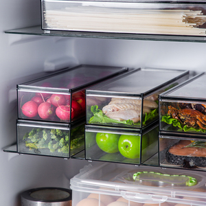 Clear Stackable Plastic Large Storage Container Refrigerator Storage Box Fridge Bin
