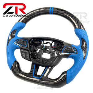 Volant de course sport en cuir véritable personnalisé avec fibre de carbone pour Ford <span class=keywords><strong>Focus</strong></span> MK3 MK4 ST <span class=keywords><strong>RS</strong></span> - Product Image 2