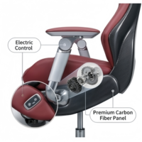 Fauteuil de jeu électrique en cuir avec fonction de levage et inclinaison, structure métallique pour ordinateur de bureau