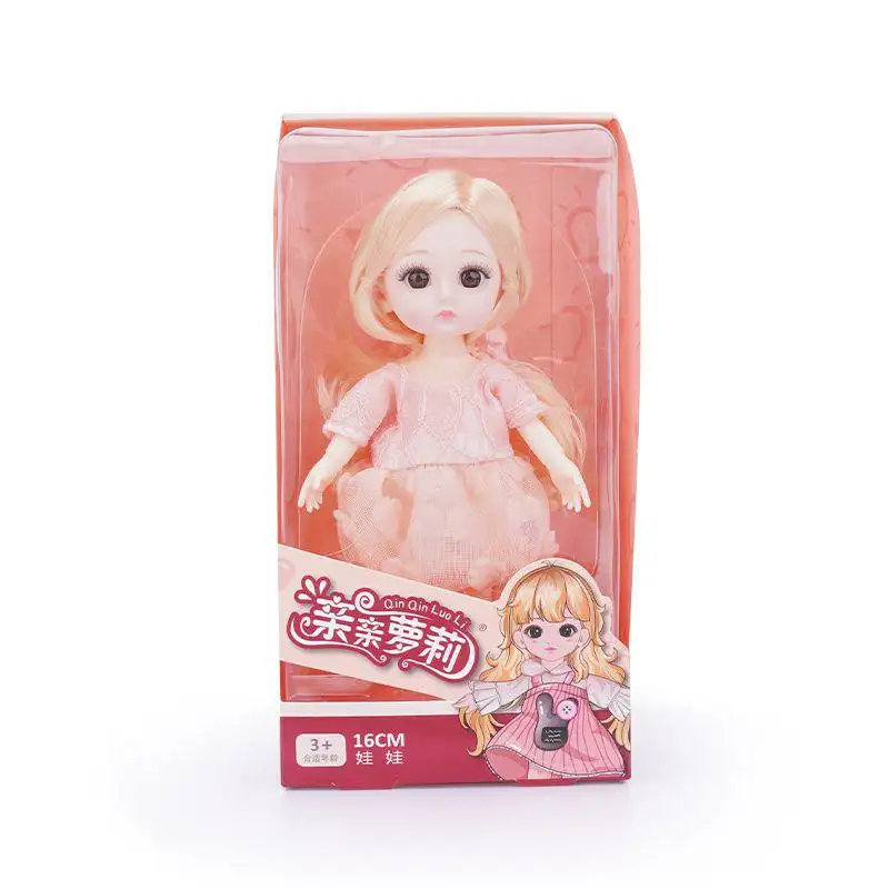 16cm girls over three years old play house doll princess set 3D real eyes plastic gifts toys