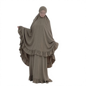 OEM Service High Neck Hooded <b>Abaya</b> <b>for</b> <b>Women</b> Floor Length Solid Color Long Sleeve Modest Breathable Rayon Loose Fit - Product Image 1