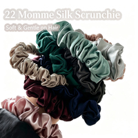 Jachon Trendy 22 Momme Élastiques à cheveux en soie de mûrier fine et élastique pour femmes, bandeaux pour filles, chouchou uni pour la nuit