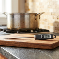 Thermomètre de cuisine numérique à lecture instantanée super rapide et précis avec écran LCD en acier inoxydable pour barbecue et grillades
