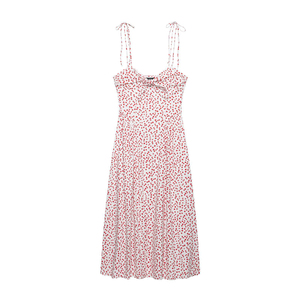 Abito Estivo da Donna Personalizzato 2026 con Stampa Floreale Vintage in Popeline, Spalline Sottili Regolabili e Corpetto Arricciato - Produzione OEM Fabbrica Cinese - Product Image 1