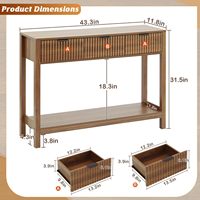 Table console d'entrée cannelée en bois avec tiroirs de rangement et ferme étroite derrière la table de canapé pour le salon