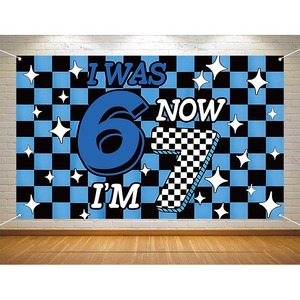 สีน้ำเงินดำ ฉันอายุ 6 ปีแล้ว แต่ตอนนี้ฉันอายุ 7 ปี ฉากหลังตลก 6 7 มีม ภาพถ่ายพื้นหลัง ปาร์ตี้วันเกิด แบนเนอร์ภาพถ่าย ตกแต่ง ปรับแต่งได้ - Product Image 1
