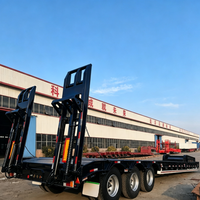 Semi-remorque surbaissée 16m 3 essieux pour le transport d'excavatrices et de machines minières, remorque robuste pour équipements lourds à vendre