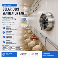 Ventilateur d'extraction solaire pour ferme avicole 14 pouces, double alimentation solaire et réseau, ventilation à haut débit d'air, flux axial, roulement à billes, ODM