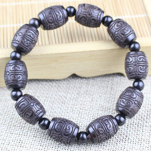 สร้อยข้อมือลูกปัดไม้มะเกลือแกะสลักลายเมฆมงคล ขนาด 12x15 มม. เครื่องประดับทางศาสนาสำหรับทุกเพศ ของสะสม สายเดี่ยว ผลิตที่หางโจว - Product Image 4