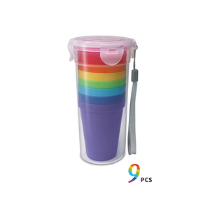 Promoción 9 unids/set BPA GRATIS Plástico PP Taza <span class=keywords><strong>de</strong></span> agua potable con tapa - Product Image 3