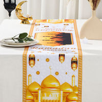 Chemin de table en polyester EID Mubarak personnalisé Ramadan islamique Kareem lune mosquées nappe pour décorations de table pour la maison musulmane