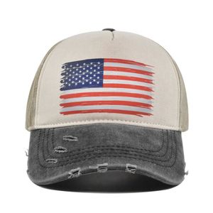 En stock – Casquettes de baseball en coton délavé style « Dad Hat » avec logo imprimé drapeau américain, en promotion - Product Image 6