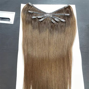 Extensiones de Cabello Humano Virgen Europeo Liso con Clip, Diseño Más Popular de 2025, Trama Única, Color Rubio Miel, Personalizable - Product Image 1