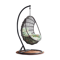 Fauteuil suspendu nid d'oiseau en rotin PE, style américain, pour extérieur, balcon, avec support, hamac