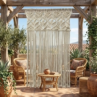 Décoration Bohème : Rideau de Porte en Macramé Fait Main, Longue Frange, Couleur Personnalisable, Corde en Coton Tressée, Décoration Murale pour Chambre et Mariage