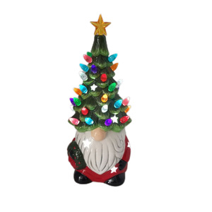 Ceramic Gnome Christmas <b>Tree</b> Night <b>Light</b> Battery Powered <b>LED</b> Color Changing Tap Control Indoor Decoration - Product Image 1