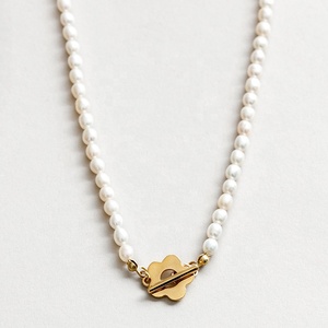 Oro Vermeil 925 Sterling Silver acqua dolce <span class=keywords><strong>margherita</strong></span> perla <span class=keywords><strong>collana</strong></span> di moda - Product Image 1