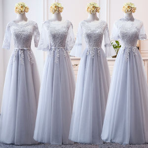 <span class=keywords><strong>Robe</strong></span> de <span class=keywords><strong>demoiselle</strong></span> <span class=keywords><strong>d</strong></span>'<span class=keywords><strong>honneur</strong></span> bleu/champagne/gris/rose/rose poussiéreux, col haut, dentelle, ligne A, tulle - Product Image 3