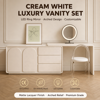 Meuble-lavabo moderne en contreplaqué avec rangement intégré, design extensible, hauteur réglable, table de maquillage pour usage commercial