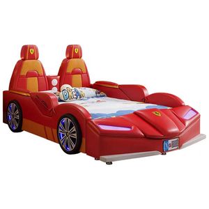 Nueva cama creativa de dibujos animados para niños JINS, 1,2 m, barandilla para niños, madera maciza, 1,5 M, cama individual, estilo de cama suave de cuero genuino - Product Image 6