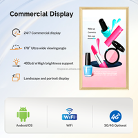 Pantalla Digital Publicitaria Ultra Delgada de Alta Resolución Antideslumbrante IP 33 con IA, CMS Gratuito, WiFi, Montaje Colgante