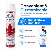 Scellant en mousse PU MUCHAO Maple Leaf A53 de 500 ml à haute densité et à expansion uniforme, pour projets de collage de panneaux muraux intérieurs, économe en énergie