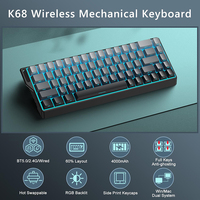 Keyboard Gaming Mekanik Nirkabel 60% BT 2.4G USB-C RGB Backlit dengan Keycaps PBT Side-Printed untuk MAC, Xbox, PC, PS5
