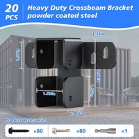 JH-Mech 20 Piezas Soportes de Acero al Carbono para Techo de Madera con Cuatro Orificios de Carga, Instalación Atornillable, para Contenedores de Envío