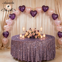 Nappe irisée violette ANNIELU en velours à paillettes de qualité supérieure, idéale pour les mariages, les baby showers, les banquets et les événements