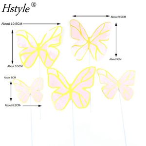 Decoración creativa de pastel de feliz cumpleaños con mariposas pintadas en rosa, fiesta de bienvenida para bebé, suministros para fiesta, barra de dulces PQ854 - Product Image 3