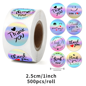 สติกเกอร์ฉลากกาว 2.5 ซม. รูปทรงกลม ขอบปิดผนึกด้วยเลเซอร์ ขอบเรียบ สำหรับงานขอบคุณ ของขวัญ งานปาร์ตี้ บรรจุภัณฑ์ ผู้ผลิต - Product Image 2