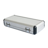 Valise de transport rectangulaire en alliage d'aluminium pour outils de précision, étui personnalisé pour instruments, design résistant aux chutes, intérieur en EVA bleu