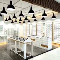Vitrine optique LED en bois finition bois, présentoir de lunettes de luxe pour magasin d'optique et commerce de détail