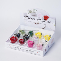 Vente en gros de mini roses éternelles dans un verre, petite décoration romantique, cadeau pour la Saint-Valentin et la fête des mères