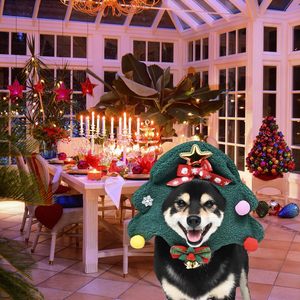 Christmas Dog Hat With <b>Tree</b> Design Fleece Warm Winter Headband For Pets Size M 10-15 Lbs - Product Image 3