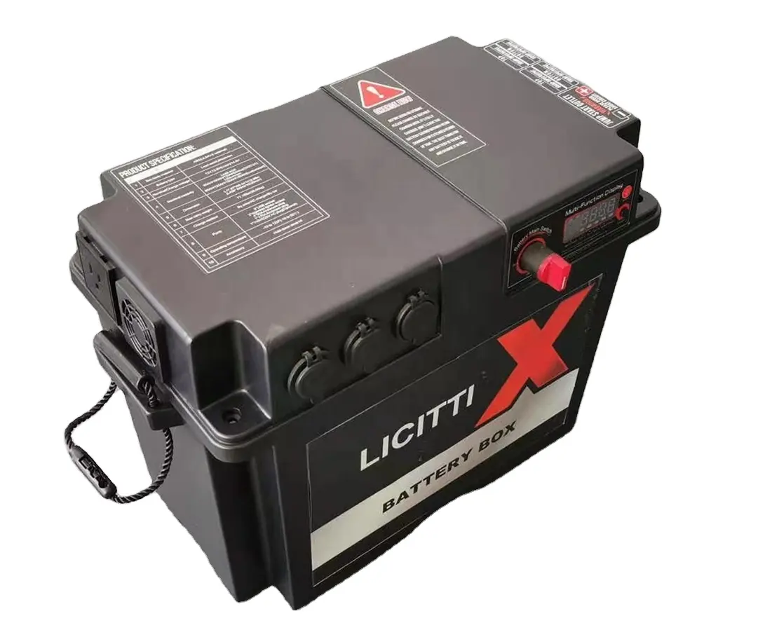 12V 16A circuit breaker usb port LCD camping empty waterproof solar battery case box for marine car
