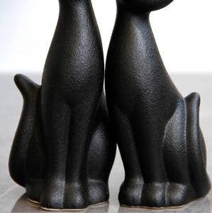 Regalo de amante de los gatos de cerámica, figurita de gato negro pequeño, decoración de mesa, figuritas de gatito - Product Image 4